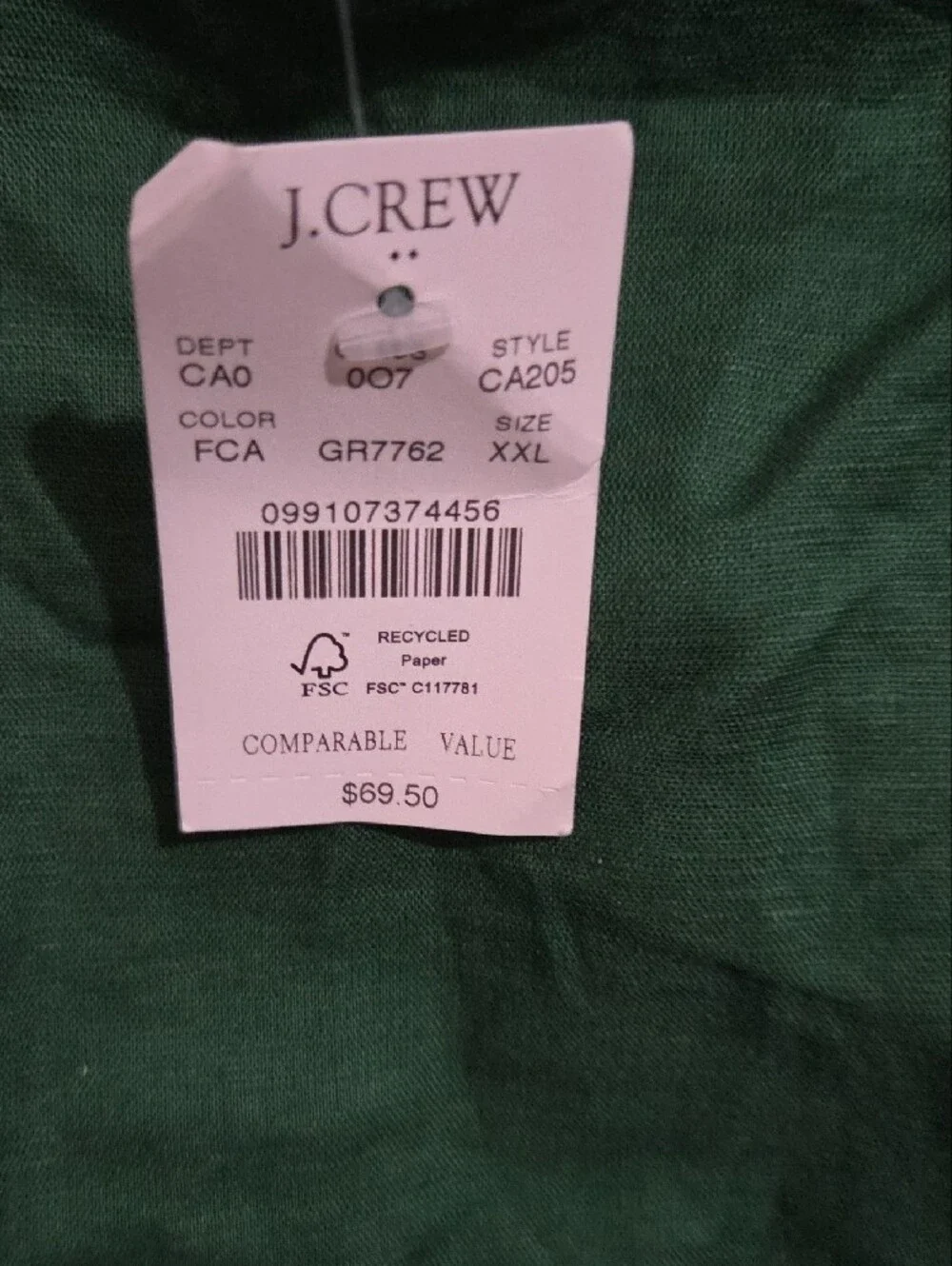 J. Crew Deep Green Square Neck Tank with Wide Straps